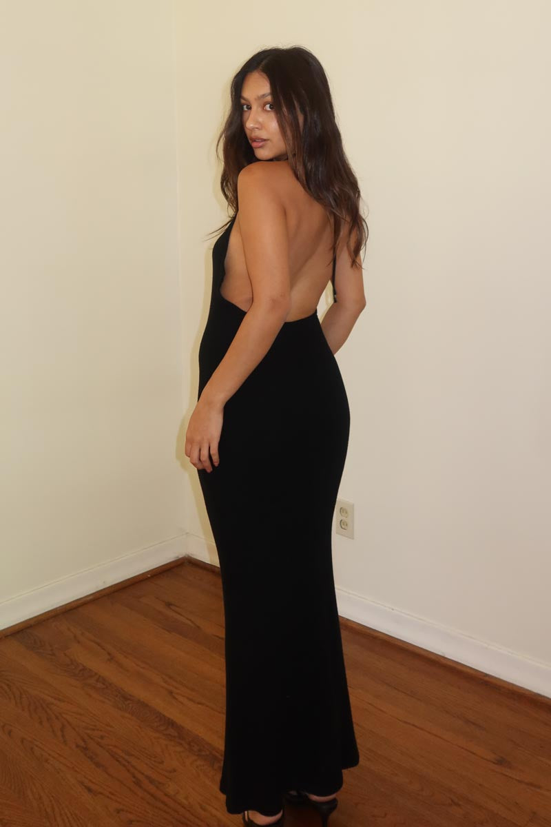 Rib Full Length Halter Dress