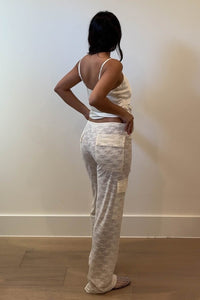 Low Rise Sheer Lace Cargo Pants - Straight Leg with Pockets