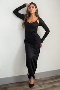 V-Neck Maxi Dress With Bolero