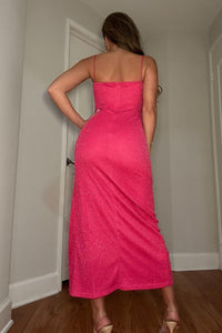 Sparkle Mesh Side Slit Maxi Dress