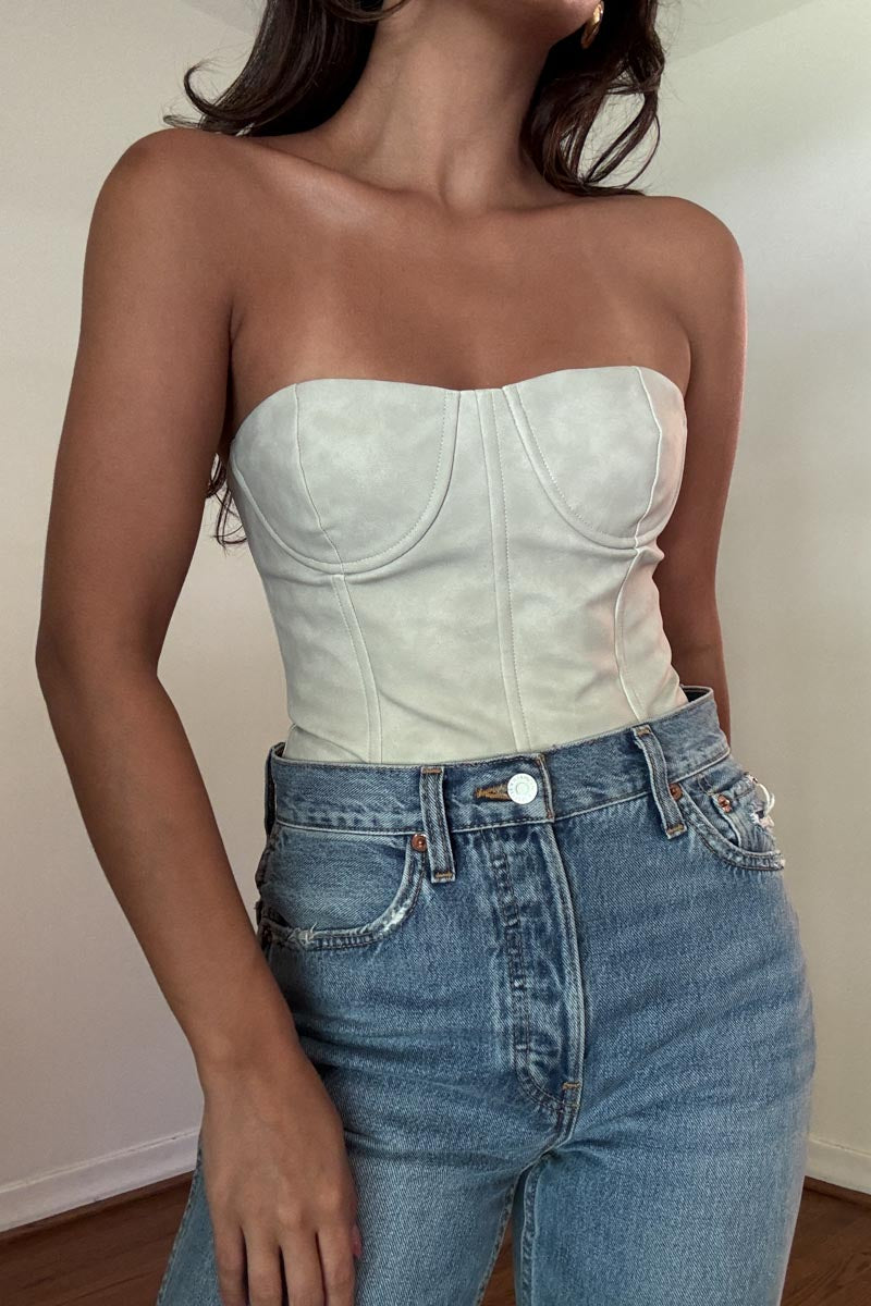 Washed PU Under Wire Corset Top