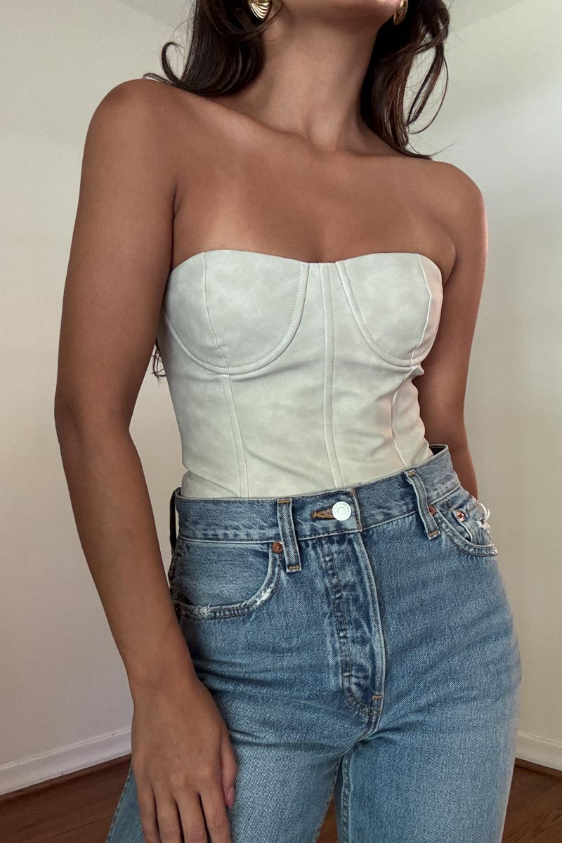 Washed PU Under Wire Corset Top