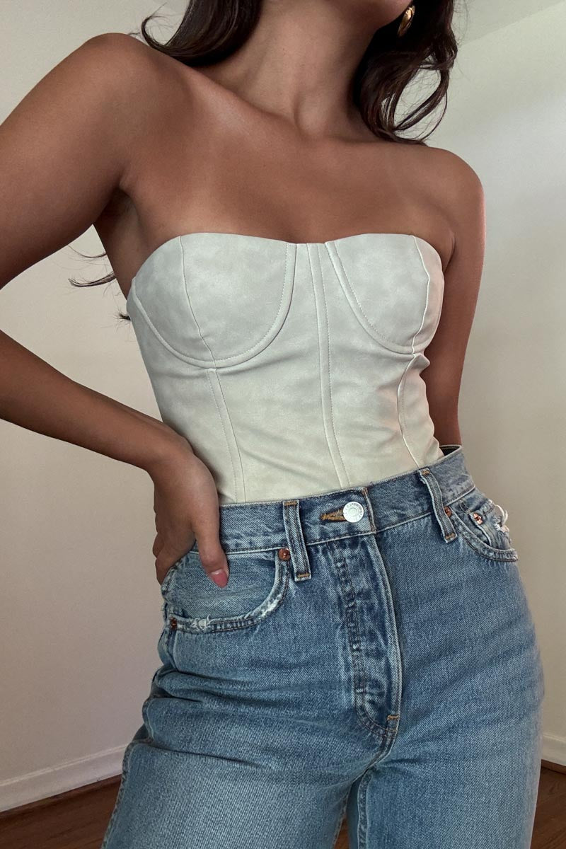 Washed PU Under Wire Corset Top