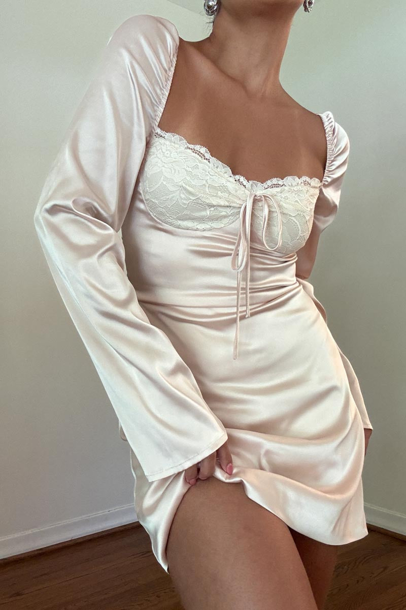 Long Sleeve Lace Bra Cup Mini Dress