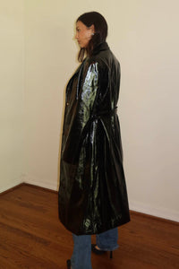 PU Waist Tie Trench Coat