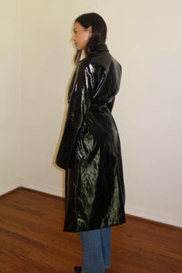 PU Waist Tie Trench Coat