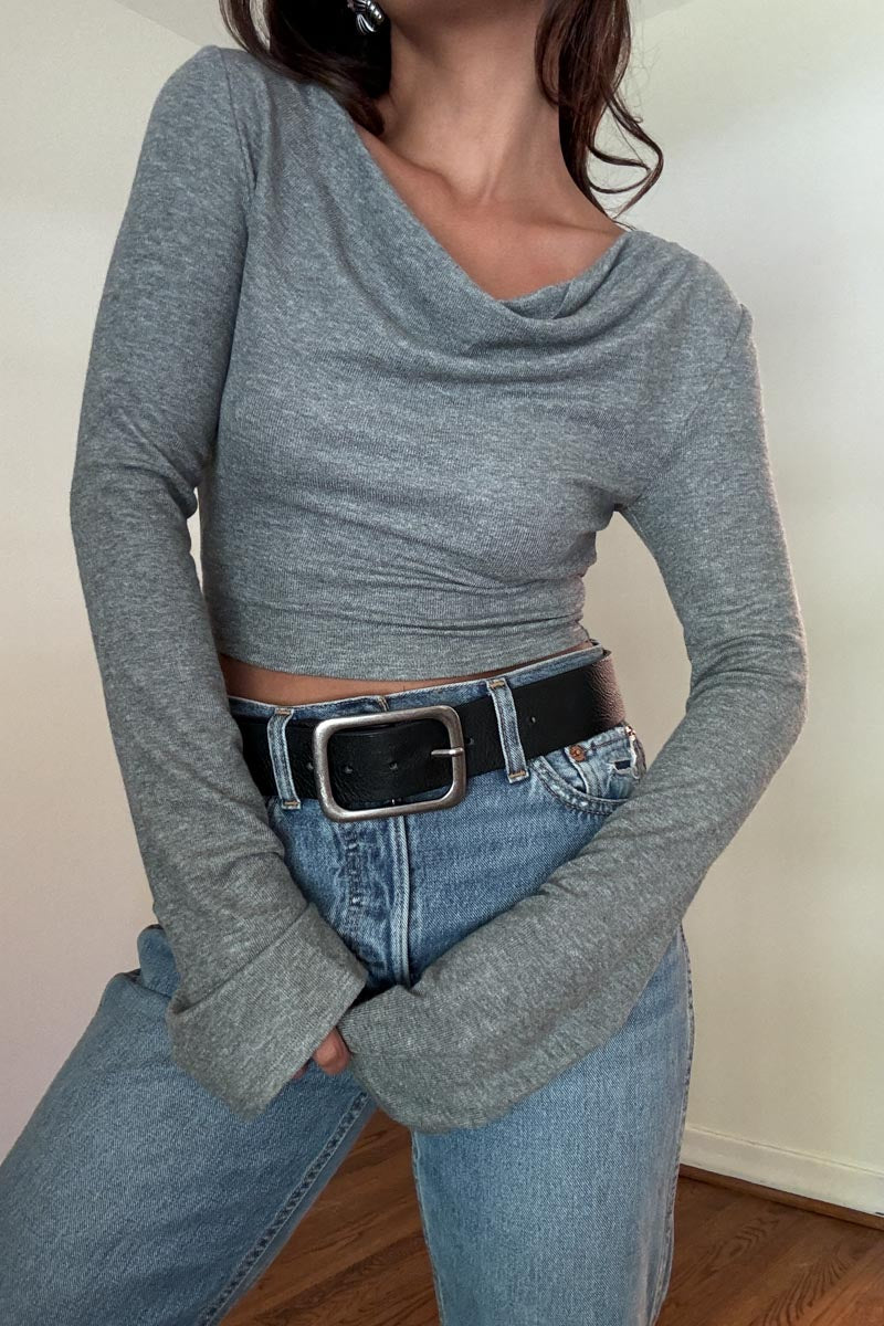 Cowl Hooded Long Sleeve Crop Top