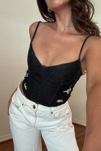 Acid Denim Corset Top