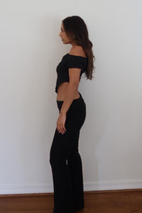 Sheer Folded Waist Flare Pants