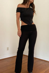 Sheer Folded Waist Flare Pants