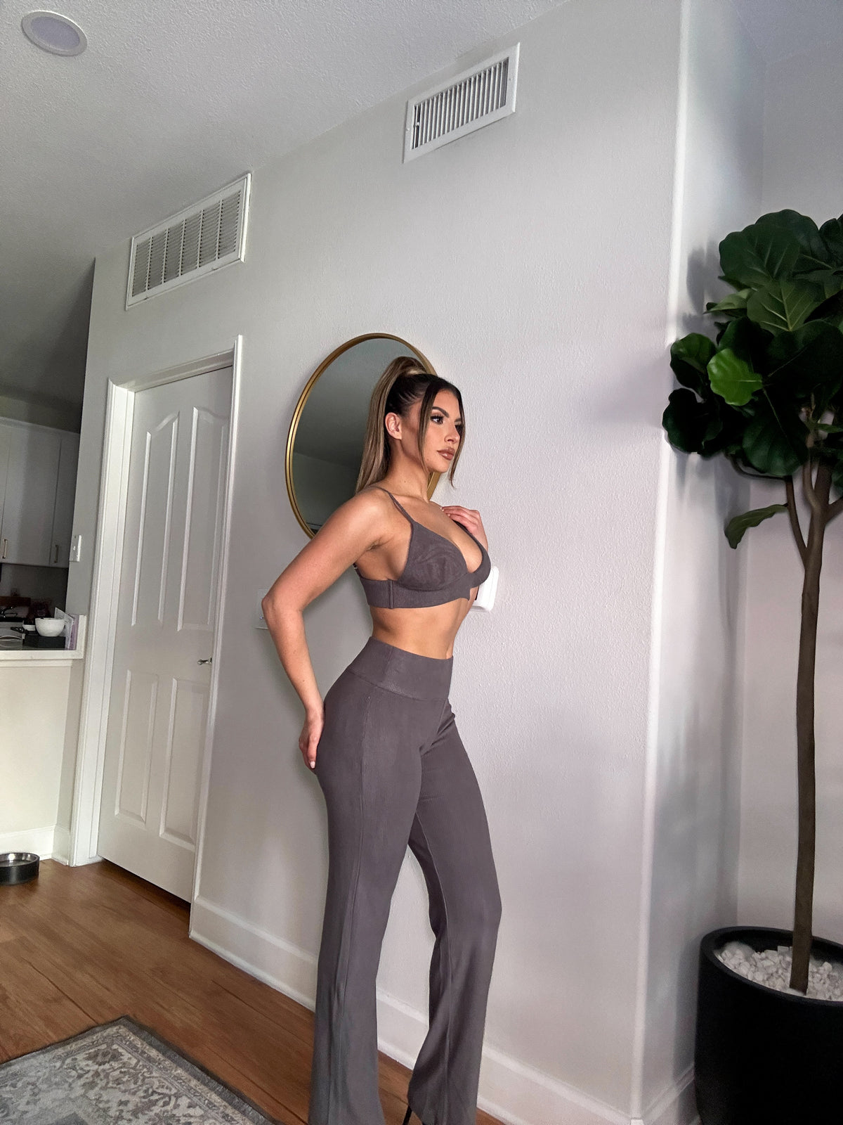 Triangle Bralet And Fold Over Pants Set