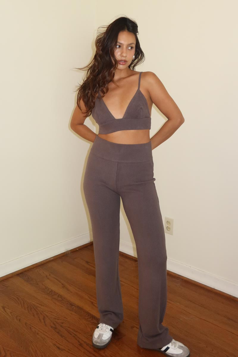 Triangle Bralette and Fold Over Pants Sets