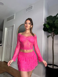 Lace Off Shoulder Tiered Mini Set