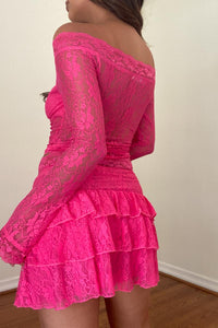 Lace Off Shoulder Tiered Mini Set