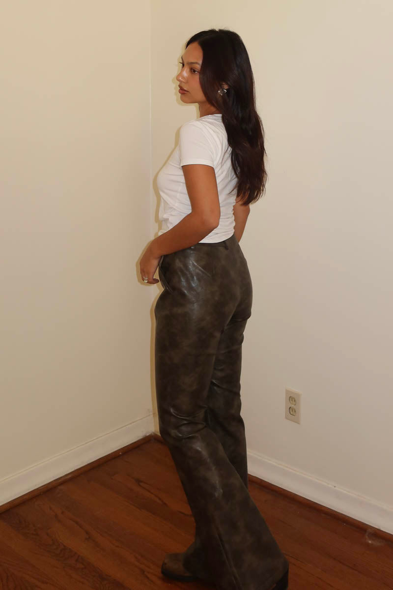 Faux Leather Flared Trouser