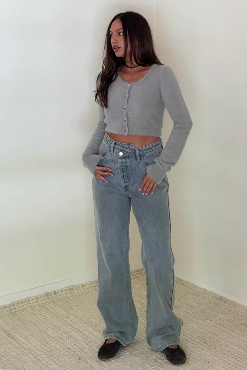 Knit Scoop Neck Button Down Cardigan