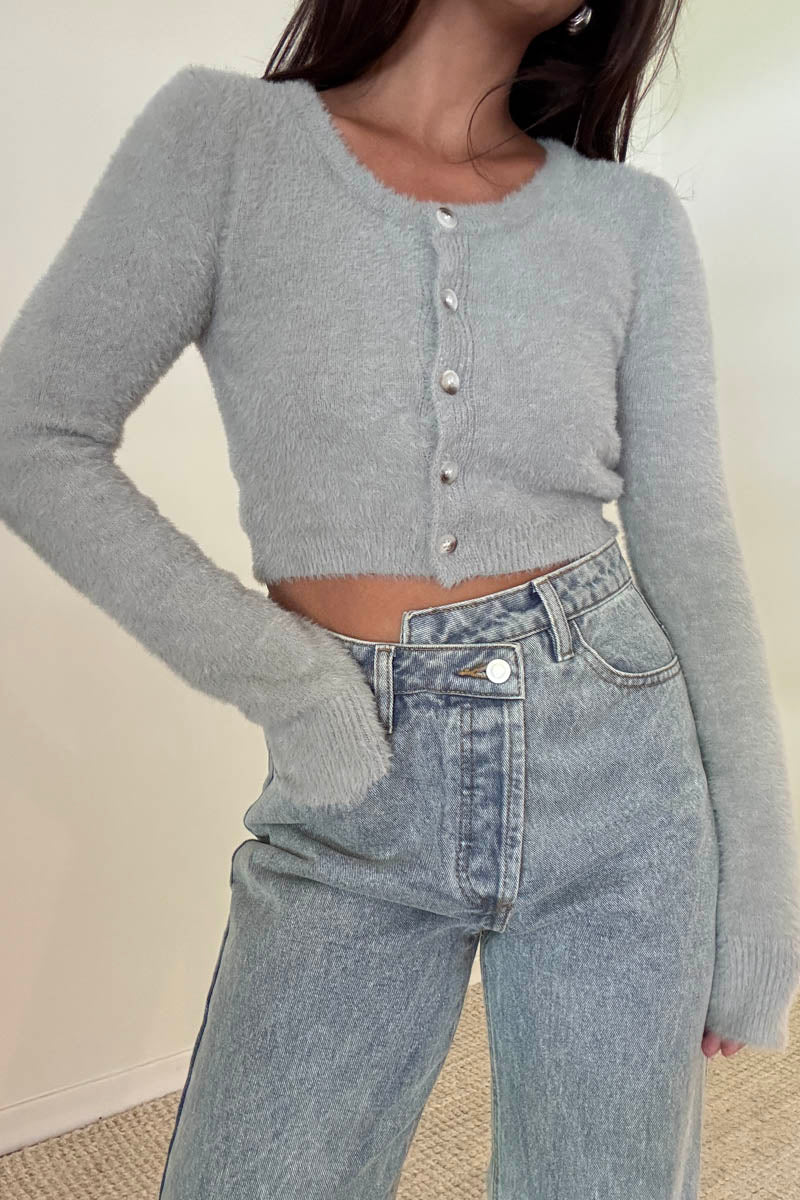 Knit Scoop Neck Button Down Cardigan