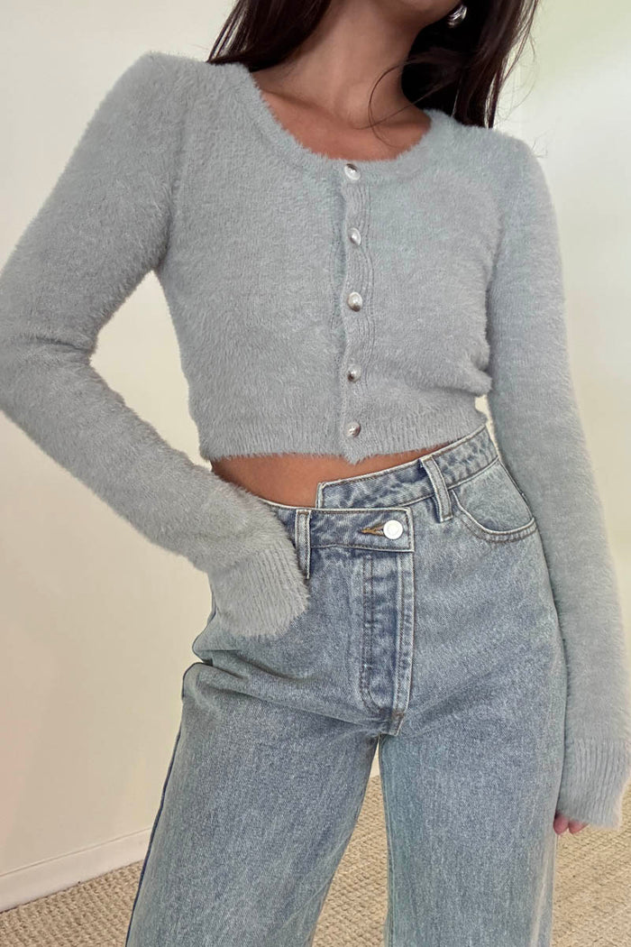 Knit Scoop Neck Button Down Cardigan
