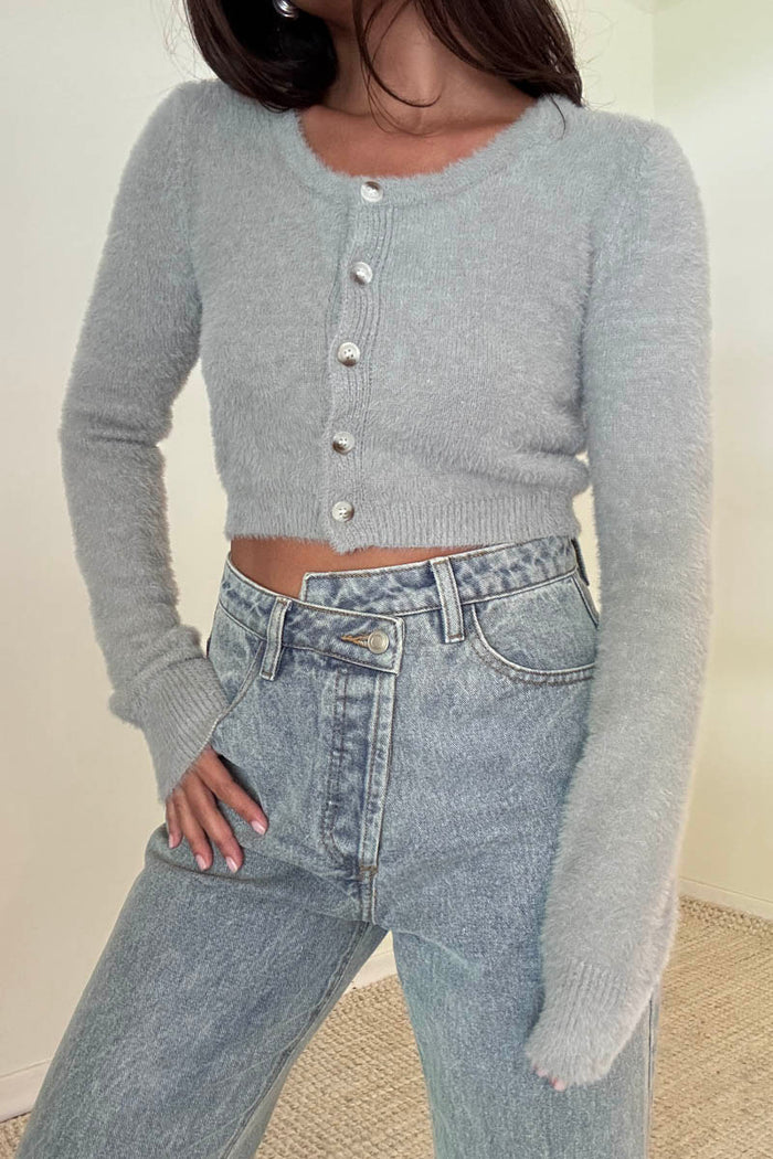 Knit Scoop Neck Button Down Cardigan