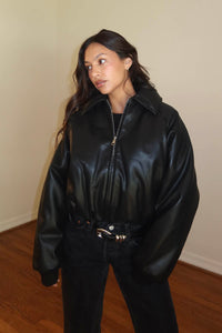 Faux Leather Oversized Puffer Jacket