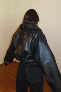 Faux Leather Oversized Puffer Jacket