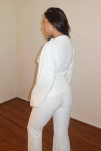 Fuzzy Knit Long Sleeve Top w/ Fold Over Pants Sets