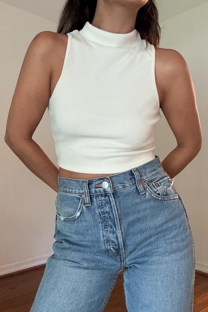 Soft Ribbed Turtleneck Crop Top