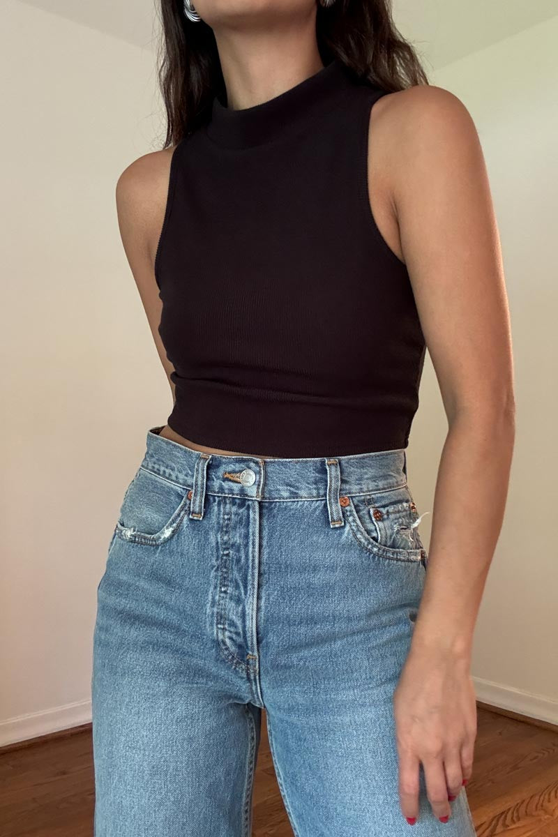 Soft Ribbed Turtle Neck Crop Top