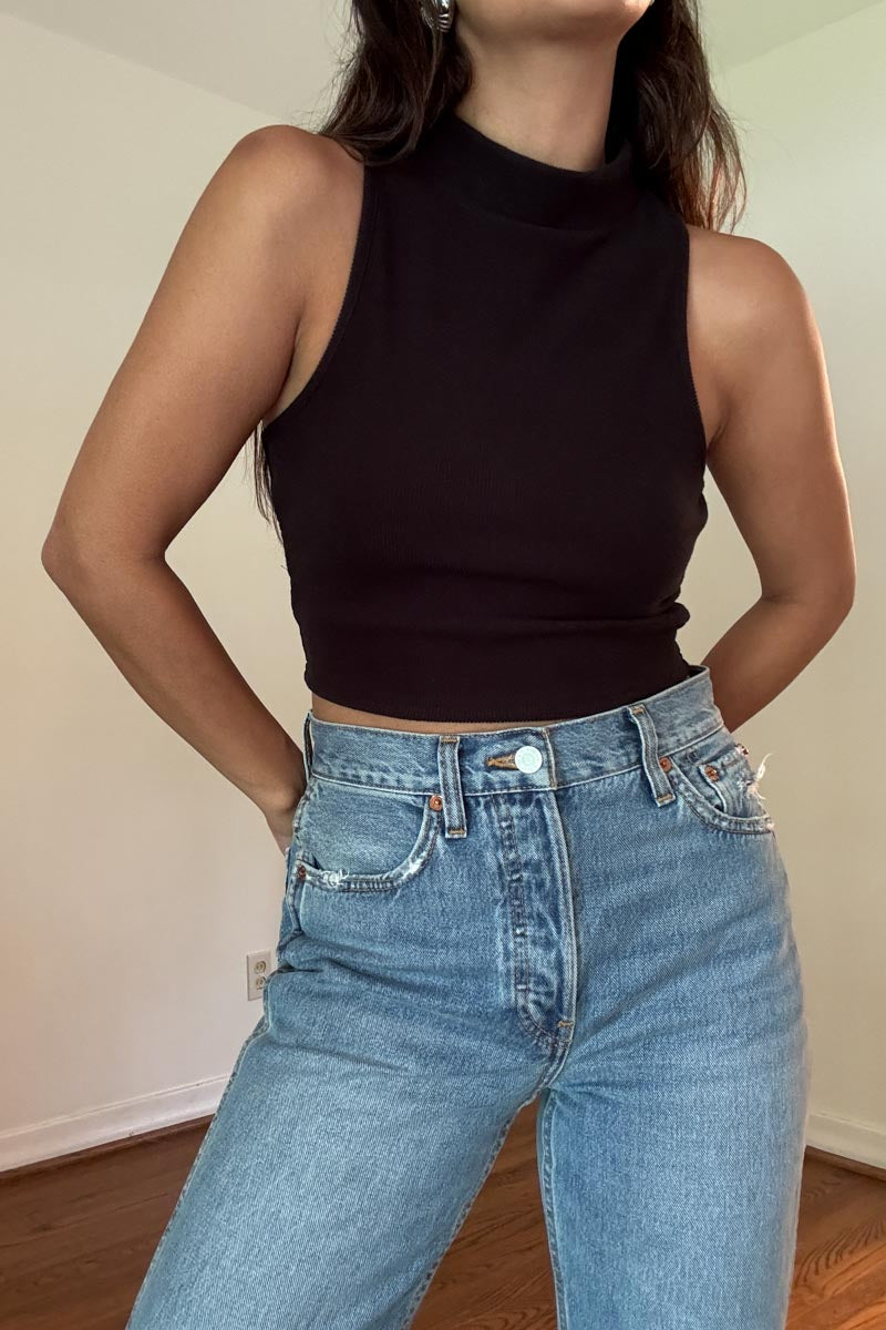 Soft Ribbed Turtle Neck Crop Top