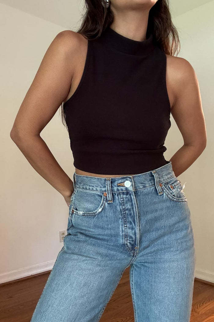 Soft Ribbed Turtleneck Crop Top