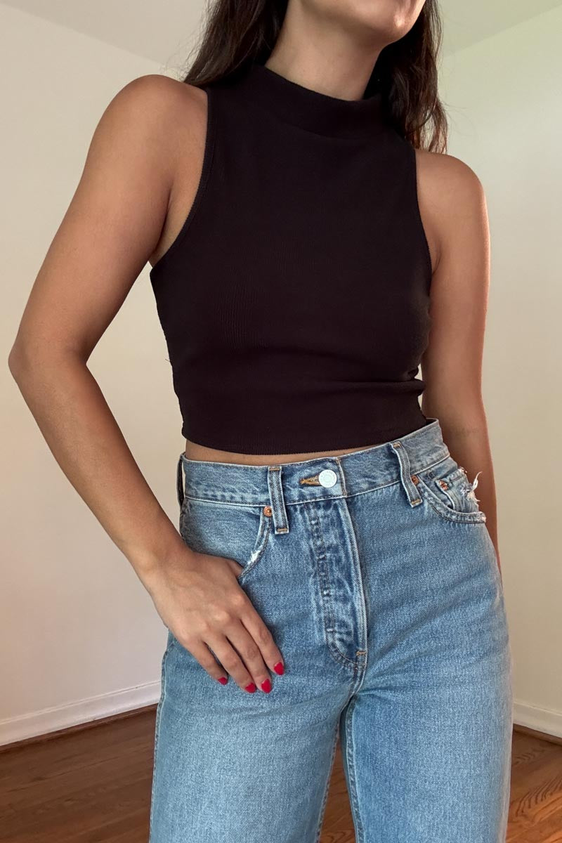 Soft Ribbed Turtle Neck Crop Top