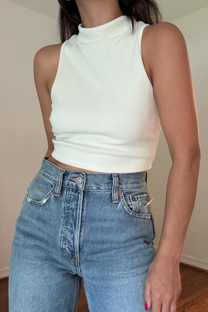 Soft Ribbed Turtle Neck Crop Top