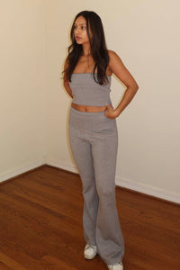 Fold Over Tube Knitted Top w/ Pants Sets