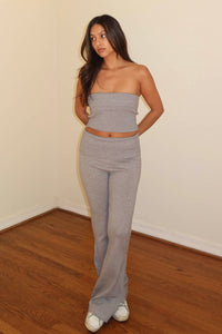 Fold Over Tube Knitted Top w/ Pants Sets