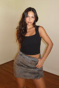 Faux Fur Mini Skirt