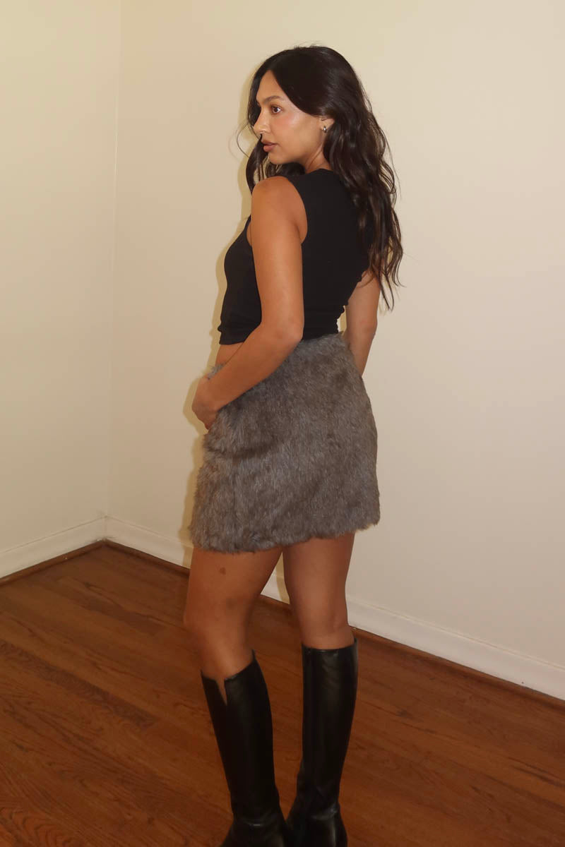 Faux Fur Mini Skirt