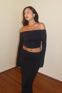 Off The Shoulder Crop Top w/ Maxi Skirt Set