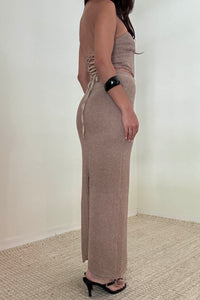 Boucle Knitted Corset Top Maxi Skirt Set