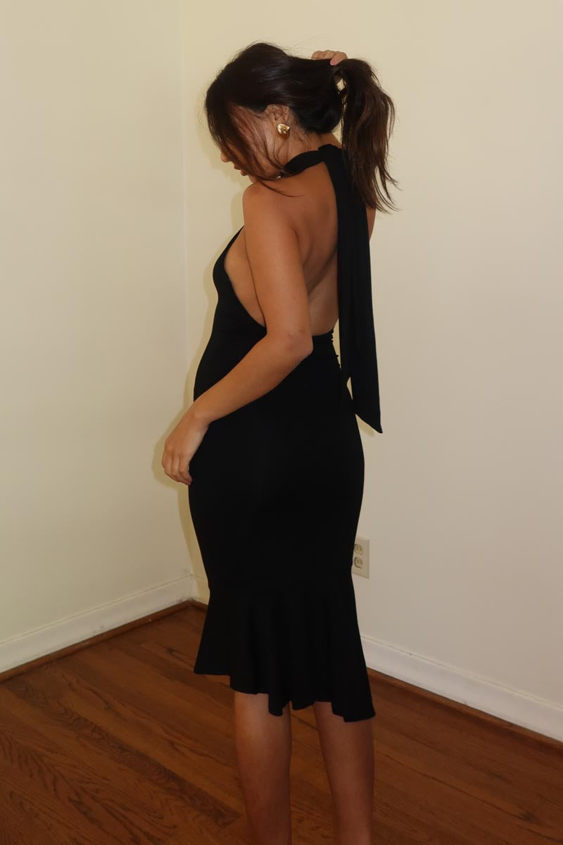 Halter Tie Backless Maxi Dress