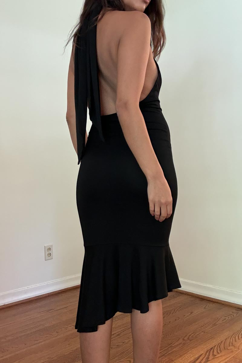 Halter Tie Backless Maxi Dress