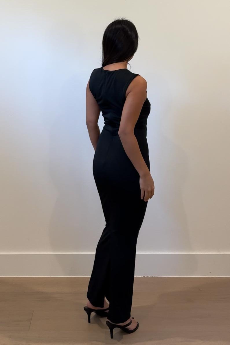 Crepe Square Neckline Maxi Dress