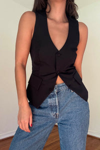 Sleeveless Tuxedo Top