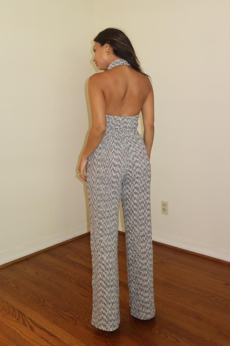 Textured High Neck Top W/ Wide Pants