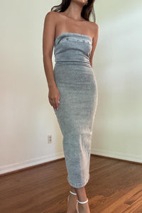 Denim Tube Midi Dress