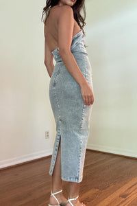 Denim Tube Midi Dress