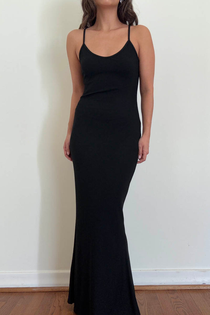 Soft Rib Spaghetti Strap Maxi Dress