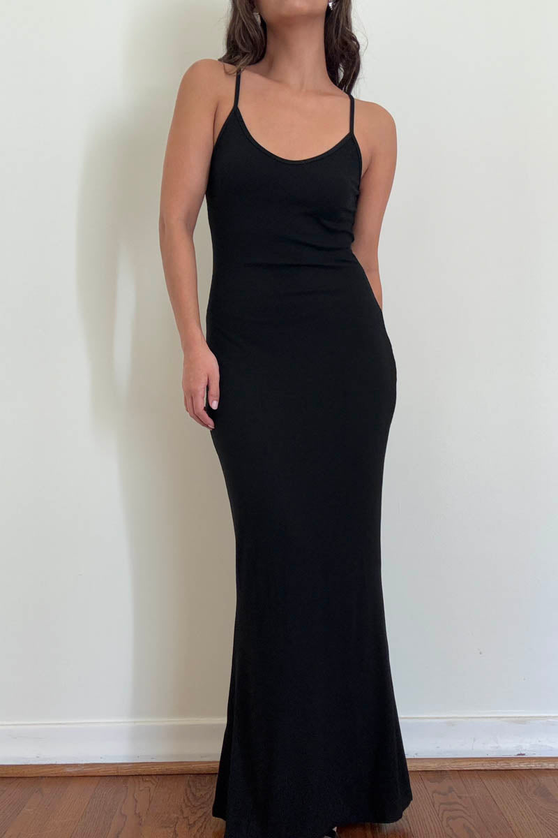 Soft Rib Spaghetti Strap Maxi Dress