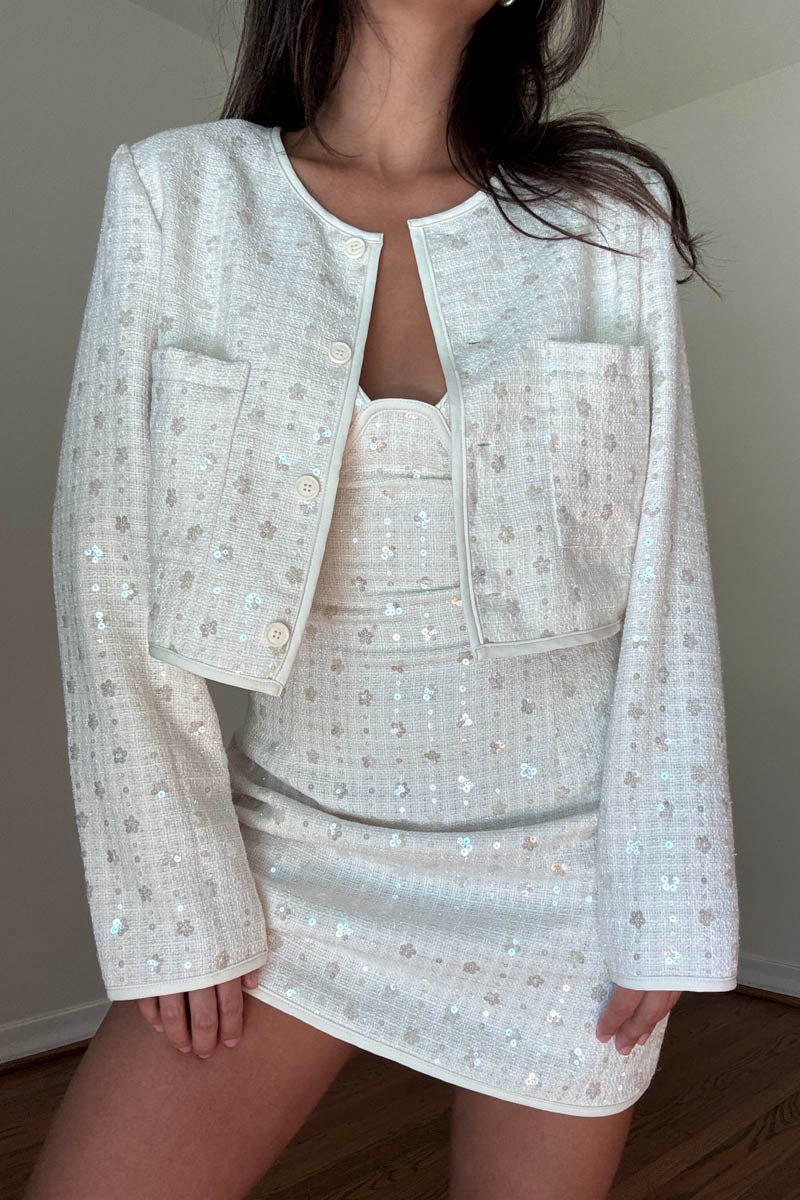 Textured Sequin Cropped Jacket