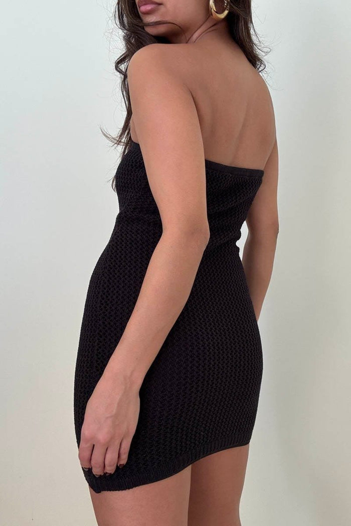 Crochet Knit Cutout Bodycon Mini Dress