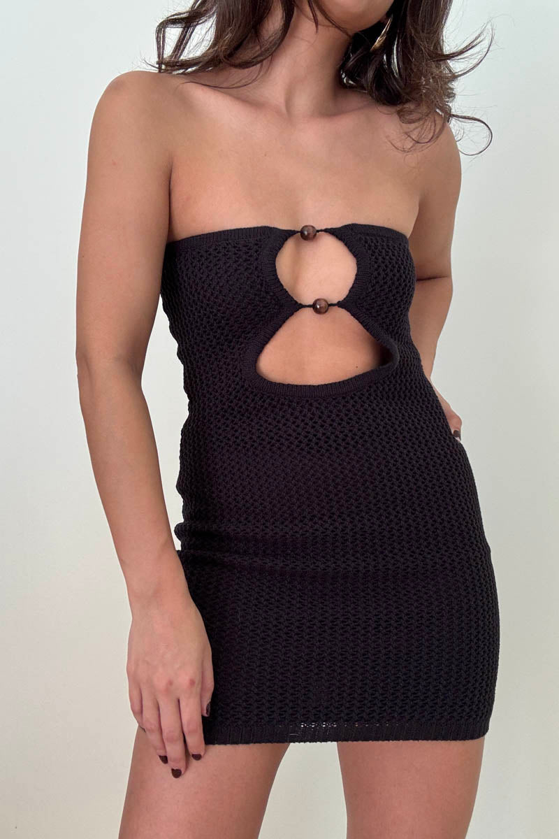 Crochet Knit Cutout Bodycon Mini Dress